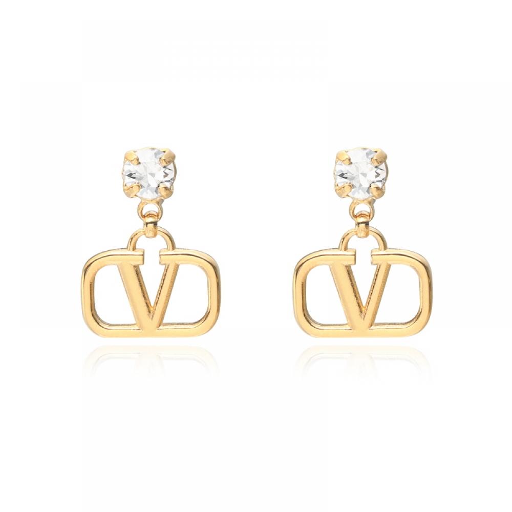 Valentino GaraVani V Logo Crystal Drop Earrings J0h29 Ycw Mh5
