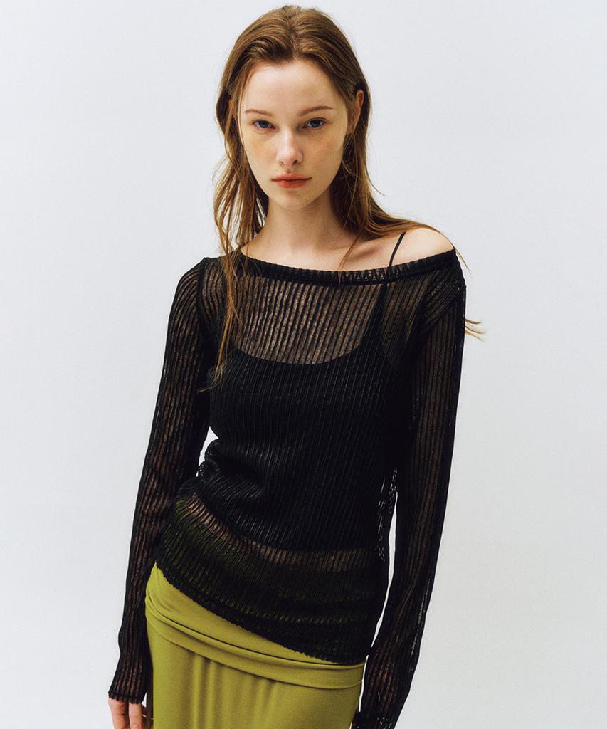 CITTA Sheer Stripe Long Sleeve_Ctt367(Black)
