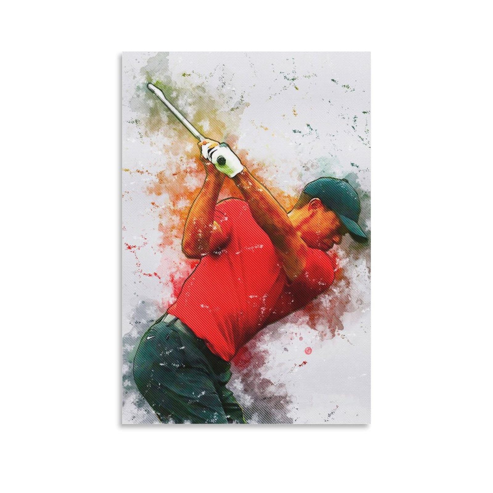 

Golfer Tiger Woods Poster, Decorative Canvas Wall Art, Living Room, Bedroom, Painting, Unframed, 12x18 Inches (30x45cm)