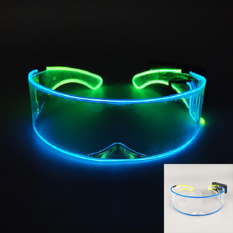 Wireless Glowing Led Glasses NightClub Masquerade Concert Performance Props DJ LIGHT Y2k Glasses Futuristic Robot Led Sunglasses