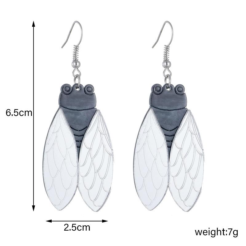 

Акриловые креативные серьги-цикады нового стиля с зеркальной резьбой, преувеличенная индивидуальность, серьги-цикады чёрный