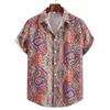Summer Bohemian Pattern Print Men's Shirts Hawaii Short Sleeve Top Fashion Streetwear Casual Outdoor Men's and Women's Clothing Blouse