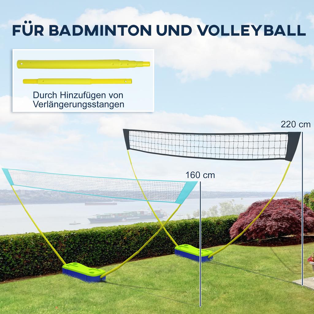 2 In 1 Badminton Net 4 M with Stand Volleyball Net Adjustable