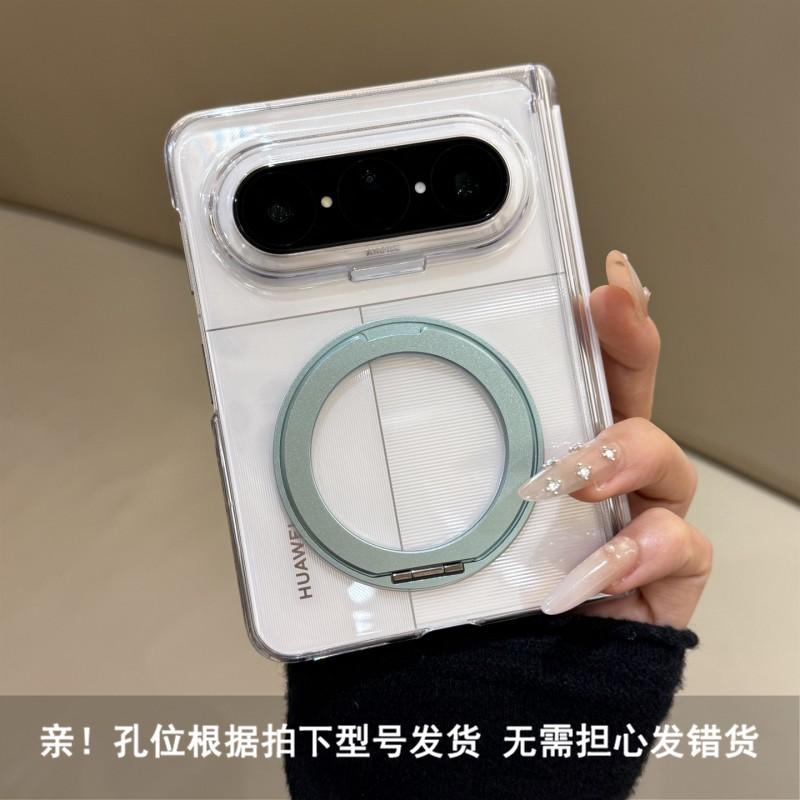 Foldable Phone Case With 360 Rotating Stand Mate X7 Find N6 Puraxmax Compatible Transparent Dual-Hinge Design