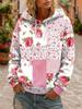 Felpe con Cappuccio Patchwork Stampa 3D Floreale Vintage Felpe con Cappuccio Donna Top Y2K Tuta Felpa Cappotto Unisex Abbigliamento