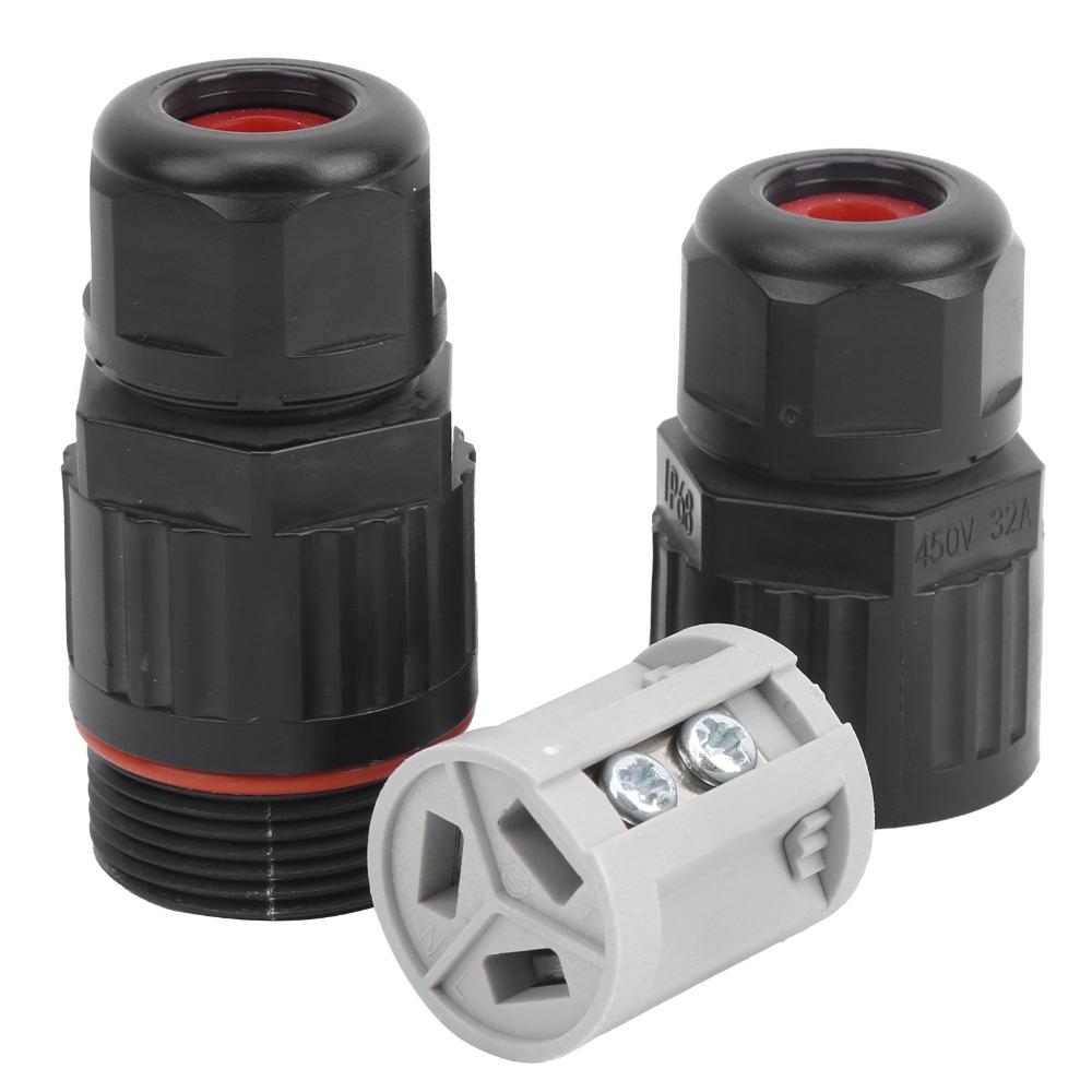 4PCS Durable 3Pin Electrical Connector 1 in 1 Out Waterproof Cable Protector Terminal block Outdoor Equipment