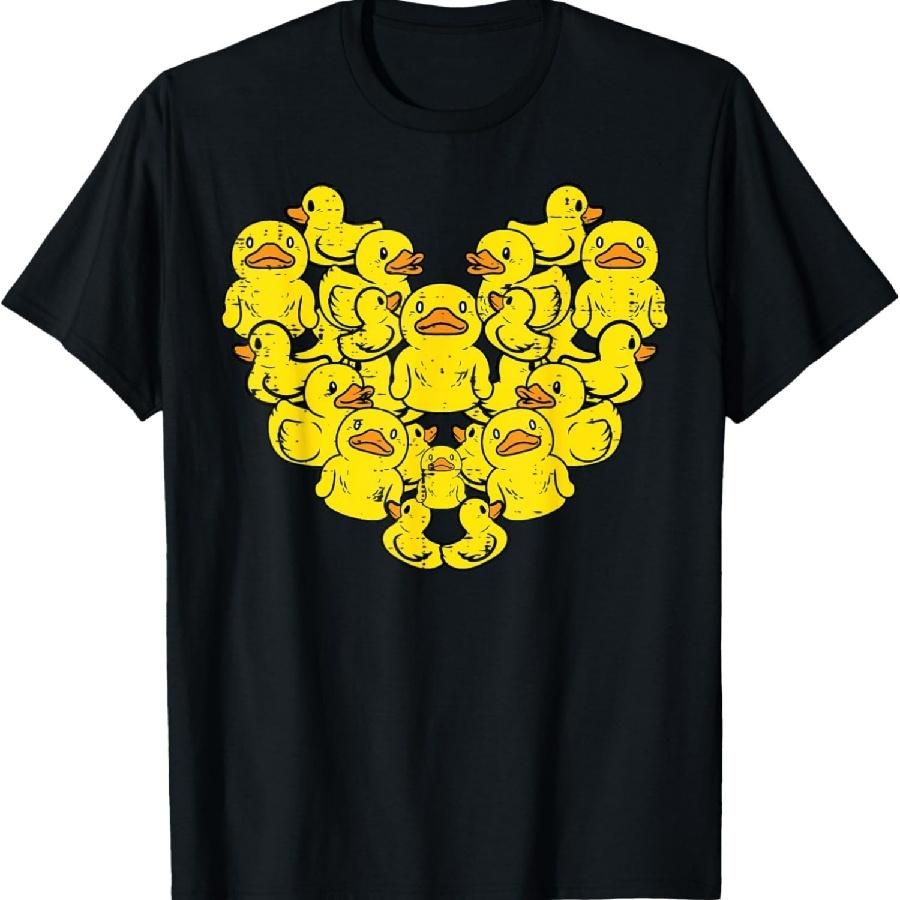 Ducks Heart Shape Cute Farm Animal Women Girls Boys Kids T-Shirt