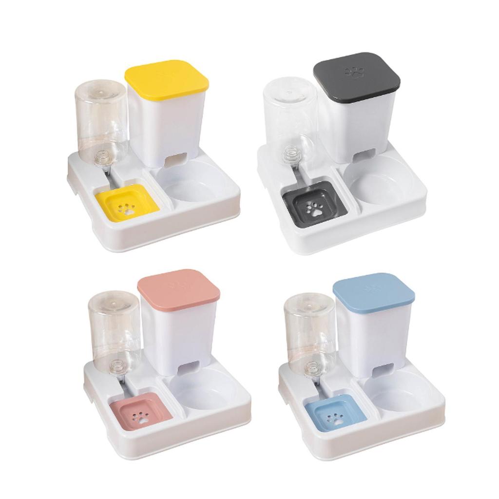 Automatic Dog Cat Feeder 2 In 1 Feeder and Waterer Set Food and Water Supply Portable Removable Dry and Wet Separation