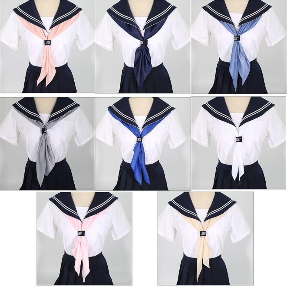 Kein Binden Ring Schnalle Dreiecksschal Handgemacht Kleines Accessoire JK Uniform Halskrawatte Einfarbige Matrosen Halskrawatte Damen Stil