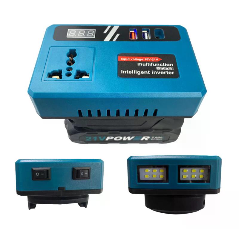 Travel-friendly Lithium Battery Inverter - DC21V to 220V AC, Outfitted with Dual USB Ports for Power Supply