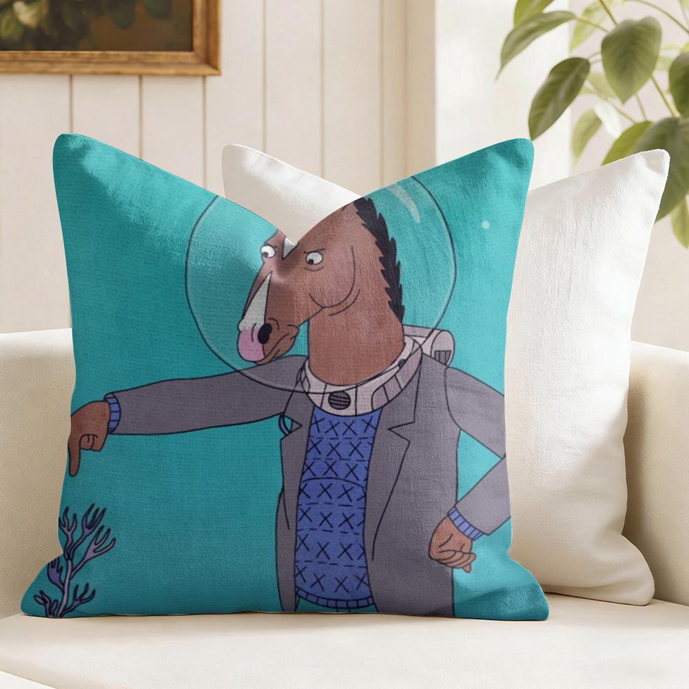 BBoJack Horseman Custom Cushion Cover Eco Linen Pillow Case DoubleSided Print Breathable Durable Zipper Home Decor Gift