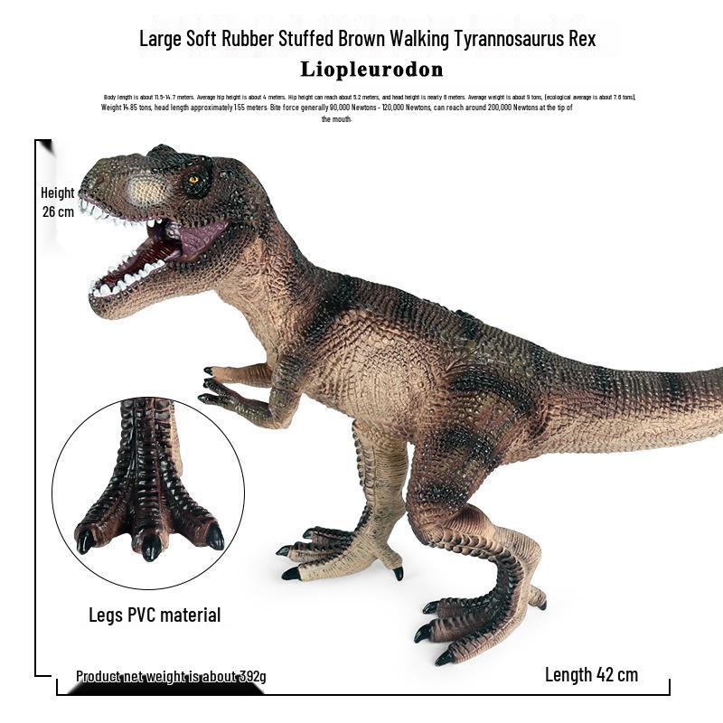Игрушка-динозавр Тираннозавр Рекс и Аллозавр из Юрского периода - Мягкая резина, Большая модель, Статичное украшение для детей