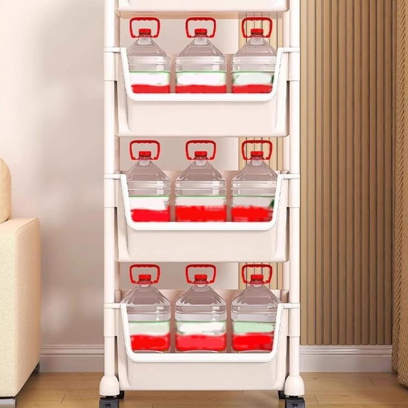 Tragbares schlankes Bücherregal mit beweglichem Regal, tragbares schmales Lagerregal mit Feststellrollen und Haken für enge Räume