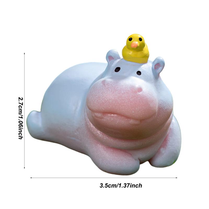 Cute Hippo Figurines Mini Dashboard Ornament Tiny Hippopotamus Figurines Cartoon Animal Art Crafts Miniature Home Decoration