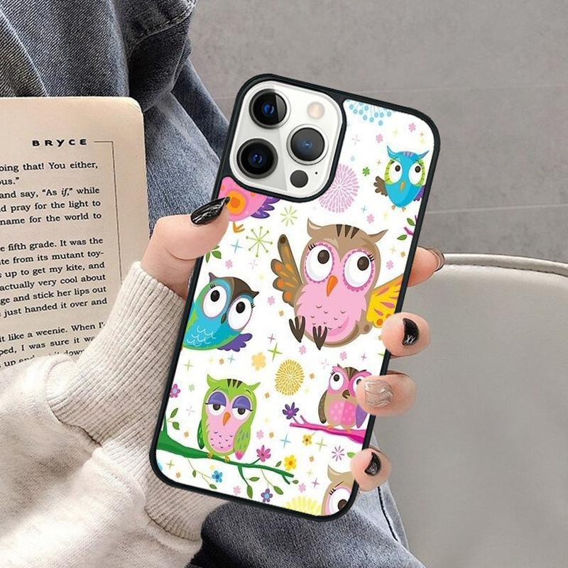 Lovely Owl Animal Diy Colorful Phone Case for iPhone 17 Air 16 16e 15 Plus for Apple 13 11 12 14 Pro Max Cover Coque