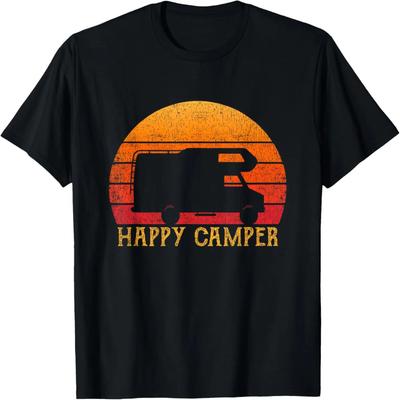 Vintage Szczęśliwy Kamper RV Kemping Męski Damski Retro T-Shirt