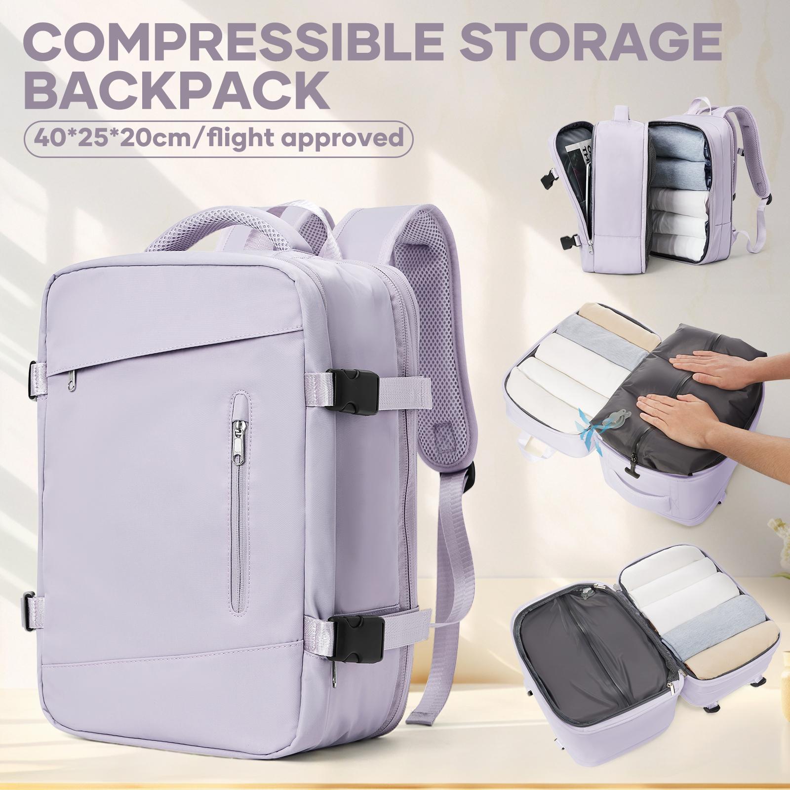 Zaino da Viaggio Grande Zaino a Compressione Sottovuoto per Donne Viaggio Bagaglio a Mano Giorno Lavoro, Zaino Ryanair 40x20x25 Borsa da Viaggio beige