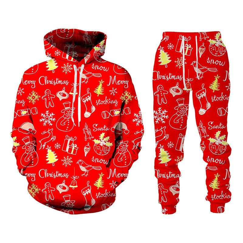 Christmas Series 3D Print Autumn Hoodies Pants Sets Men's Sweatshirts Sweatpants Two Piece Suits Outdoor Tracksuit Man Clothing