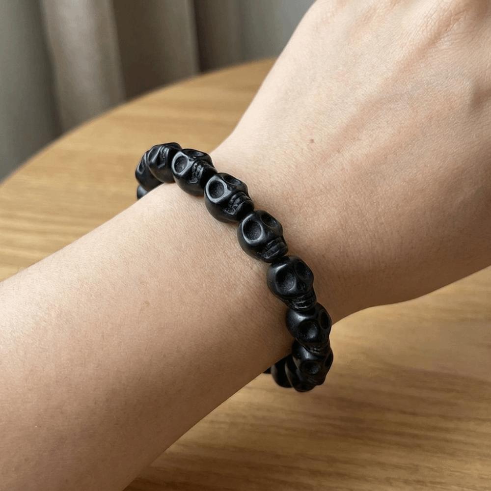 Acrylic Skeleton Beaded Bracelet Bone Stone Elastic Bangle Punk Skull Beaded Bracelet Teenager