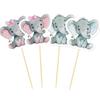 10pcs/set Elephant Cupcake Topper Pink/Blue Cake Toppers Paper Baby Shower Cakes Dessert Boy/Girl Birthday Parties Decoration