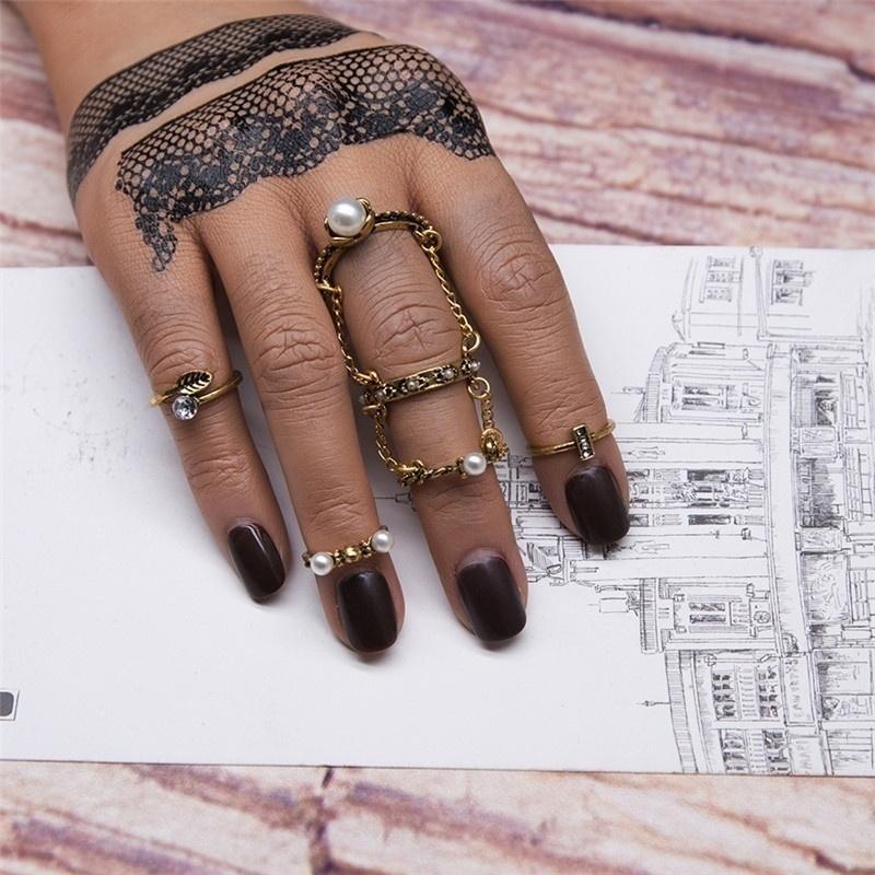 Nouvelle Mode Charme Cristal Acrylique Ensemble de Bagues Vente Chaude Plaqué Or Argent Vintage