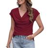 Summer Spring Fashion Women's Solid Color Short Sleeve Slouchy Neck Casual Tops