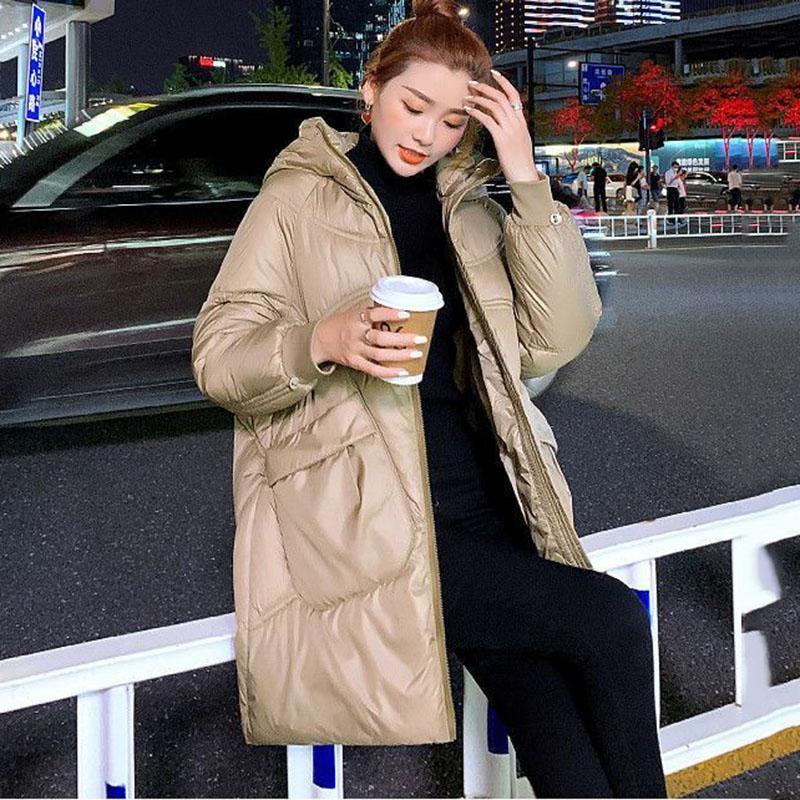 Down Cotton Coat Long Women's Winter Jacket Outerwear Loose Hooded Cotton Clothes Female Warm Parker Overcoat Purple Black
