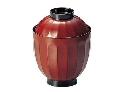 J-Kitchens Small Soup Bowl, Kikuwari Design, Kodai Negoro Style, 7.7cm, Hand-Painted, Lacquered, Made In Japan