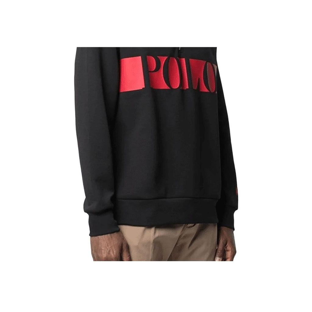 Polo Ralph Lauren Logo Print Half-Zip Pullover Sweatshirt Men Sweatshirt Black 710828115-001