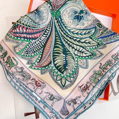 [Fresh Green Waist Drum] Elegant And Beautiful Mulberry Silk Square Scarf Silk Silk Scarf Shawl Women'S Spring