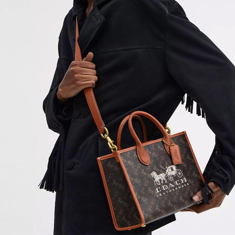 Coach Ace 26 Pferde und Kutsche Druck Tragetasche Einkaufstasche Schulter Crossbody Tasche Beschichtetes Canvas und Kalbsleder Handtasche Mittel Damen Tote CR680-B4TXN