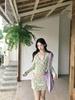 Korean-Style Early Spring Green Floral Camisole Tank Dress Set for Women - 2026.