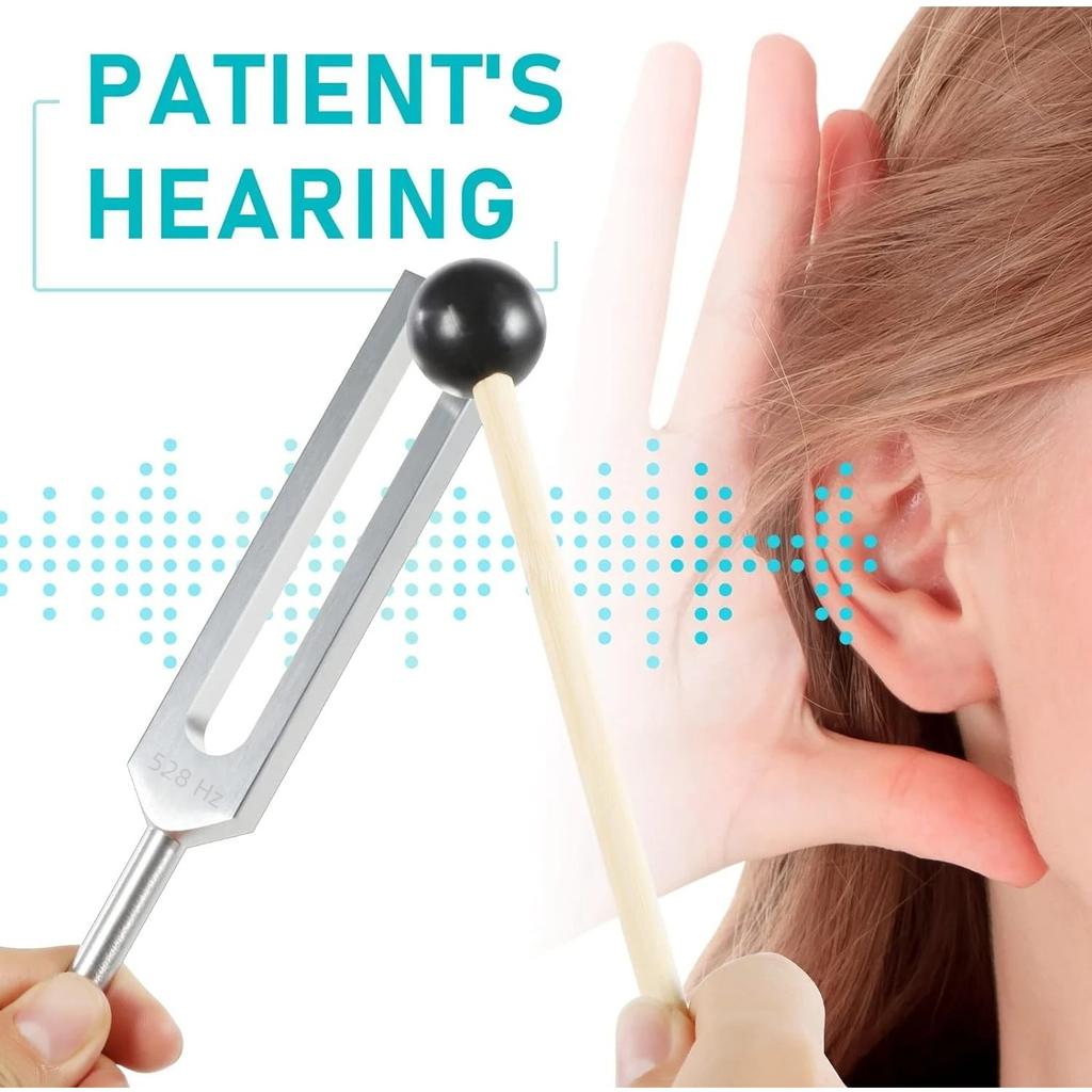 Tuning Fork 528 Hz with Silicone Hammer and Cleaning Cloth Perfect Healing Musical Instrument for Stress Alleviation