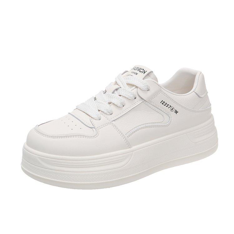 Little White Shoes Women's Spring 2025 New Thick Baseplate Shoes Versatile Small Inner Height Increase Casual Sports Muffin Shoes