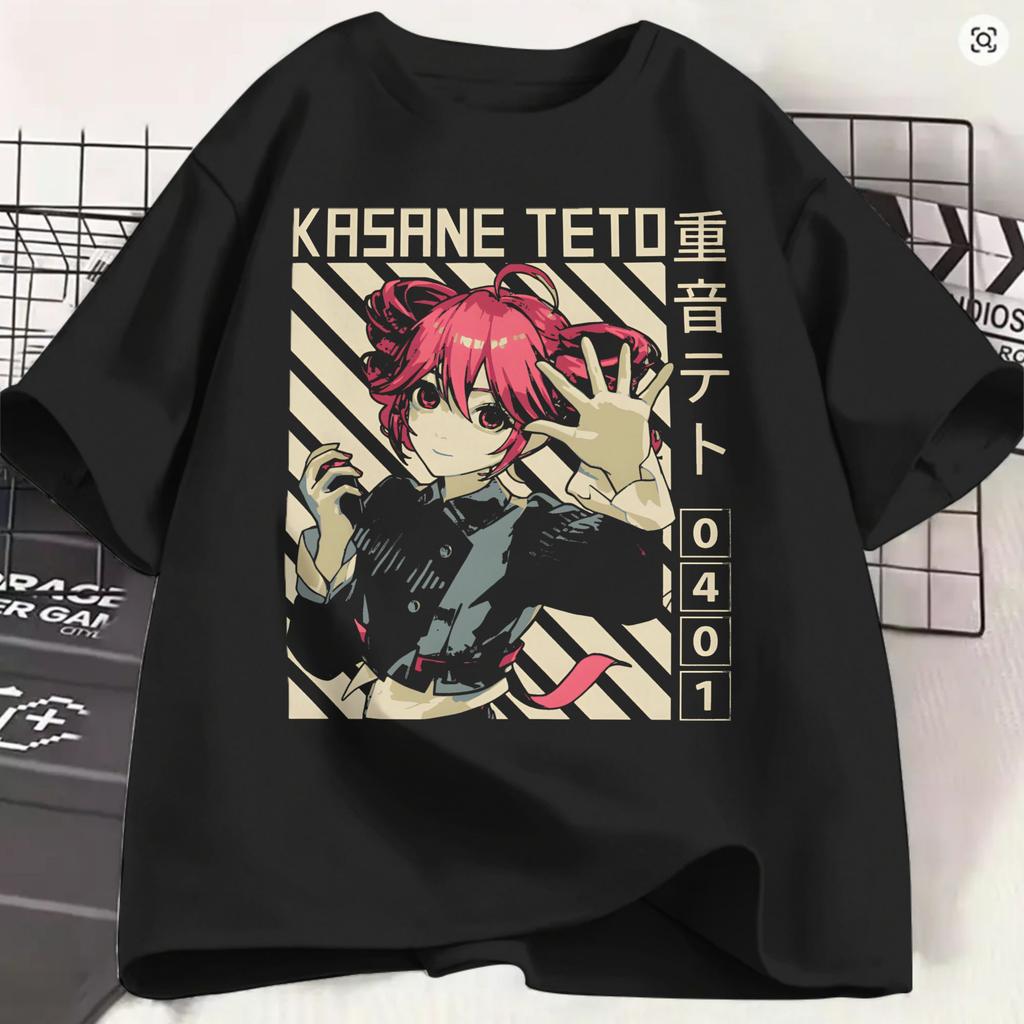 Kasane Teto Tshirt For Unisex Vintage 100 Cotton Tees Crewneck Short Sleeve T Shirts Birthday Present Tops