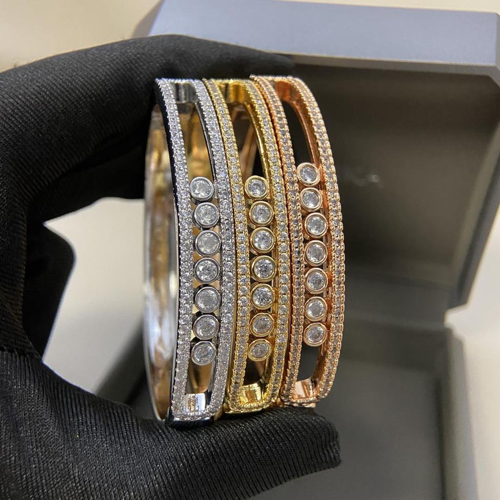 Meijia 925 Sterling Silver Sliding Bead Diamond Bracelet – Fashionable & Elegant Design for Couples