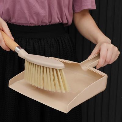 Mini Balai et Pelle à poussière avec Manche en Bois pour le Nettoyage du Sol, du Canapé et du Bureau
