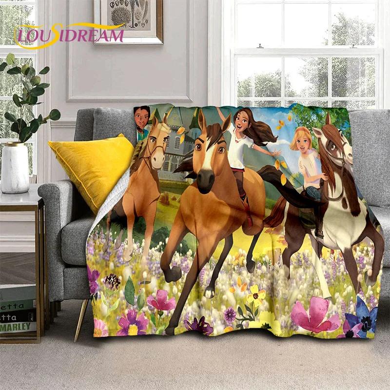 Spirit Riding Free Cavalli dei Cartoni Animati Coperte Morbide, Coperta Plaid Calda Comoda per Picnic Letti Divano Casa Camera da Letto Regalo Ragazza