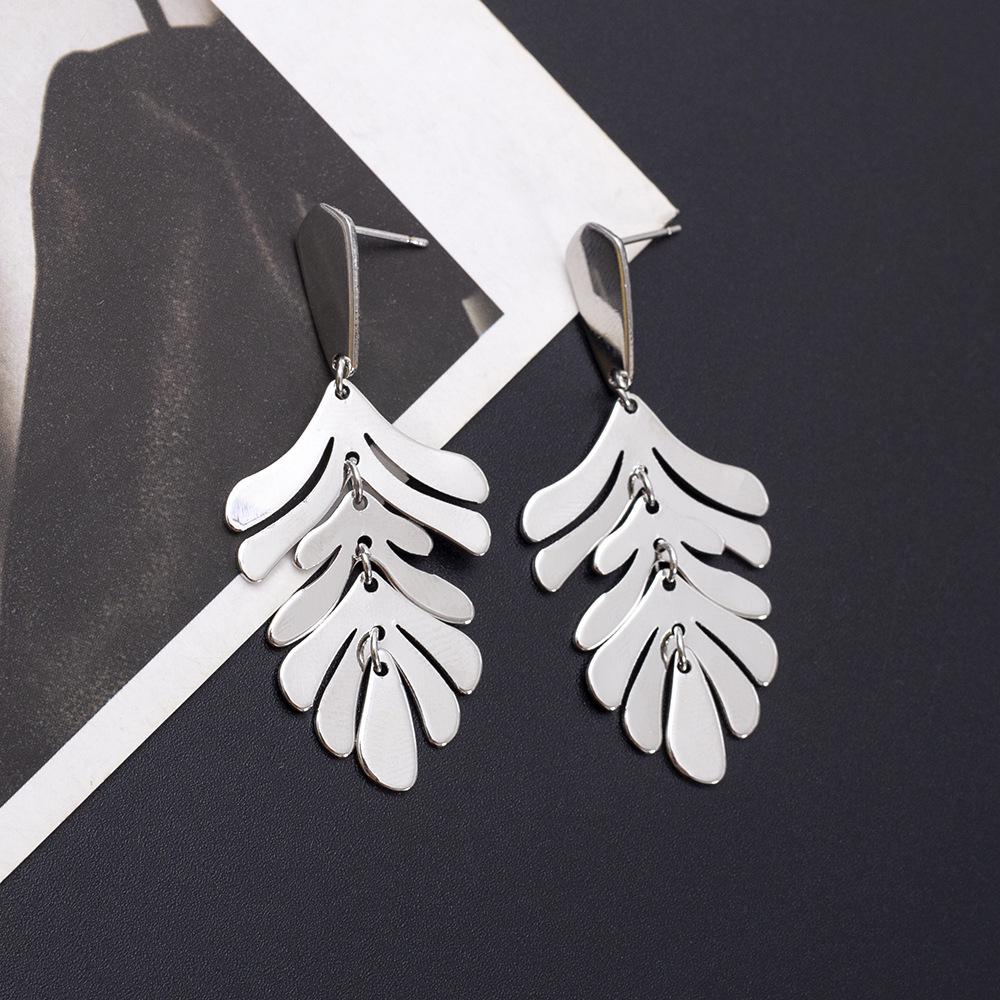 

Корейские модные серьги с кисточками в виде листьев - Женский ретро рождественский стиль серебряный
