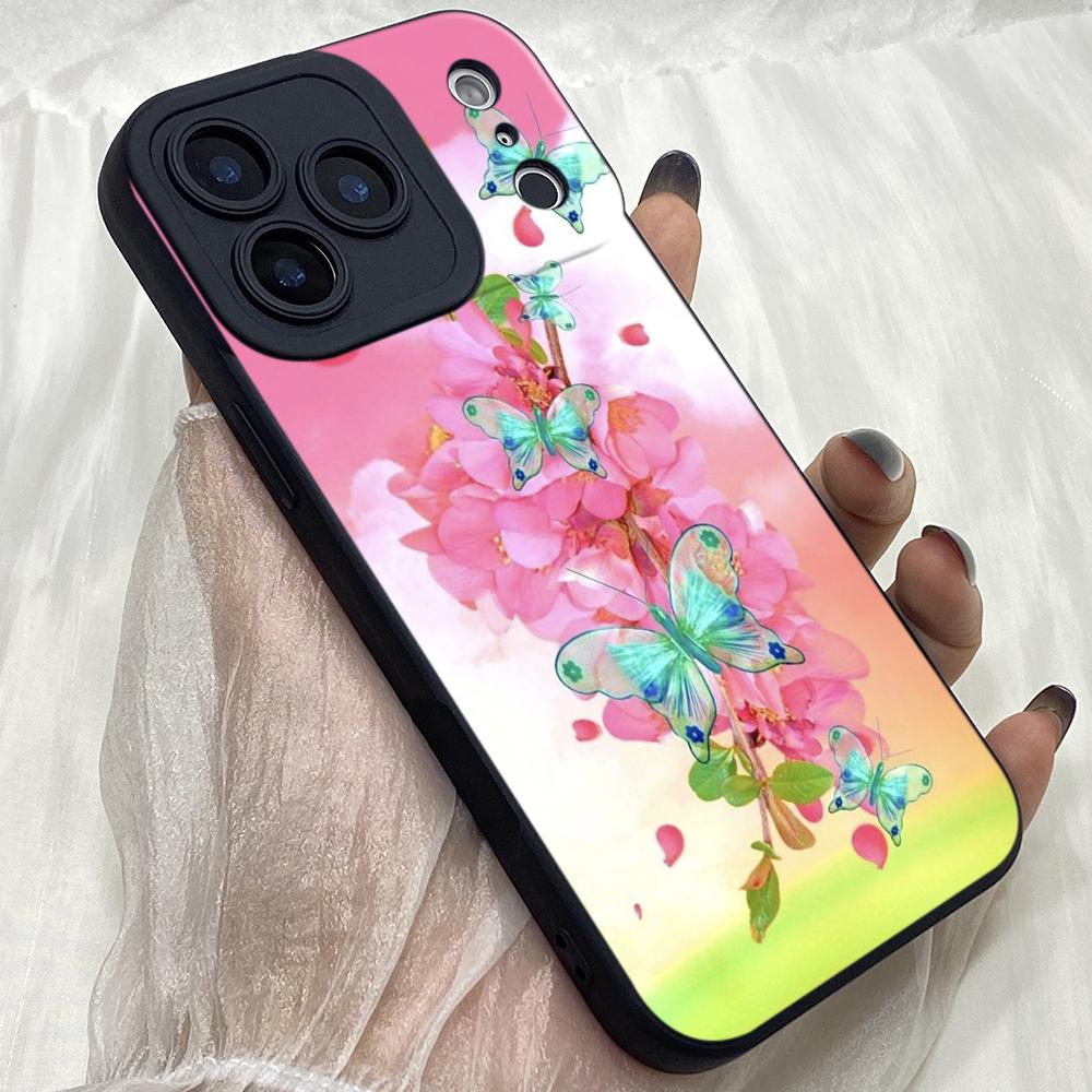 M299 Butterfly Flower Art Cute Design Angel Eyes Soft Phone Cases for iPhone Samsung Galaxy Xiaomi Rdemi Huawei Honor Infinix Realme OPPO All Model