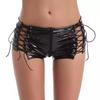 European & American Sexy Black Patent Leather Lace-Up Lingerie Set with Hollow Design