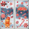 Holiday Candy Pattern Decorations Christmas Static Window Clings for Glass, Decorations, Gingerbread Man Removable Xmas Party Ornaments Cane