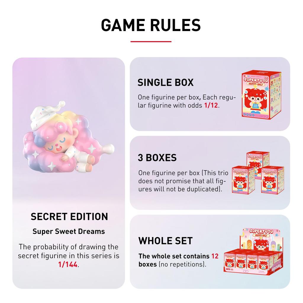 POP MART SUPERTUTU HAPPY-ING! Series Figures [Assorted Box of 12] Pop Mart Gachapon Blind Box Figures, Plastic Models, Premium Toys, Soft Vinyl Figure