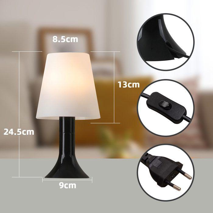 Lampe de table - NETTLIFE - Lot de 2 E14 - Métal noir - Style scandinave/modern