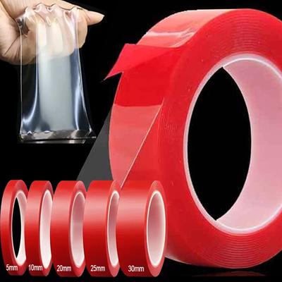 300CM Double Sided Nano Tape 5/10/15/20/25/30mm Width Transparent Red Film No Traces Wall Sticker Waterproof Adhesive Glue Tapes