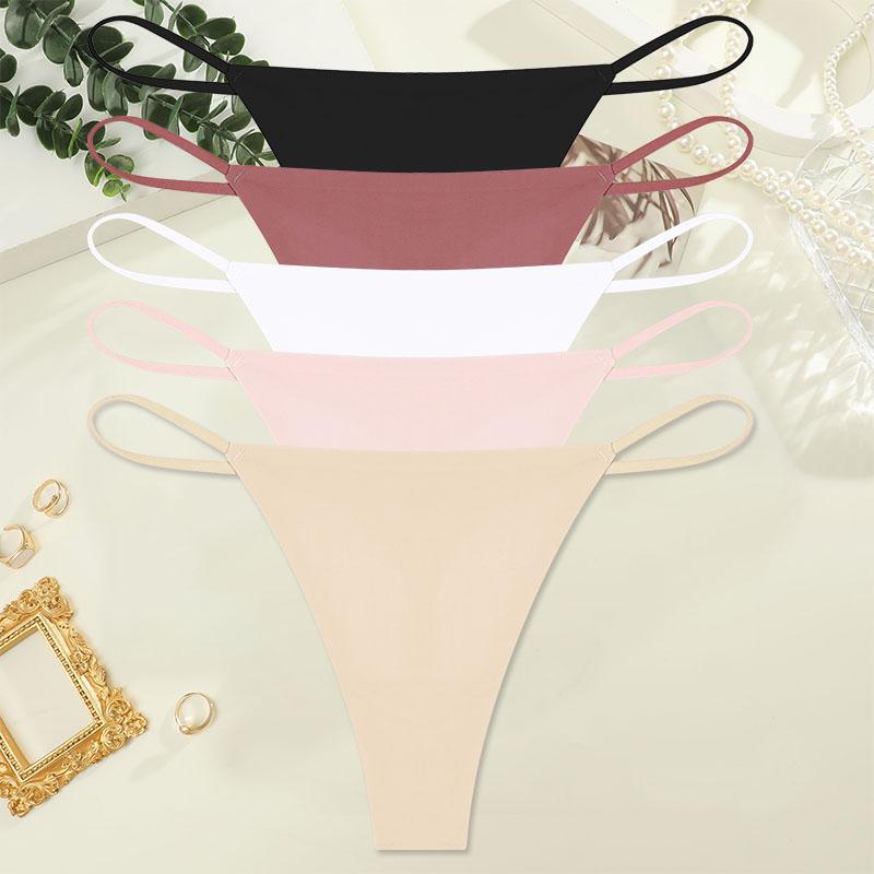 5Pcs/Set Sexy Minimalist Thong Underwear for Women Low Rise Thin Strap Seamless Soft Comfortable Briefs