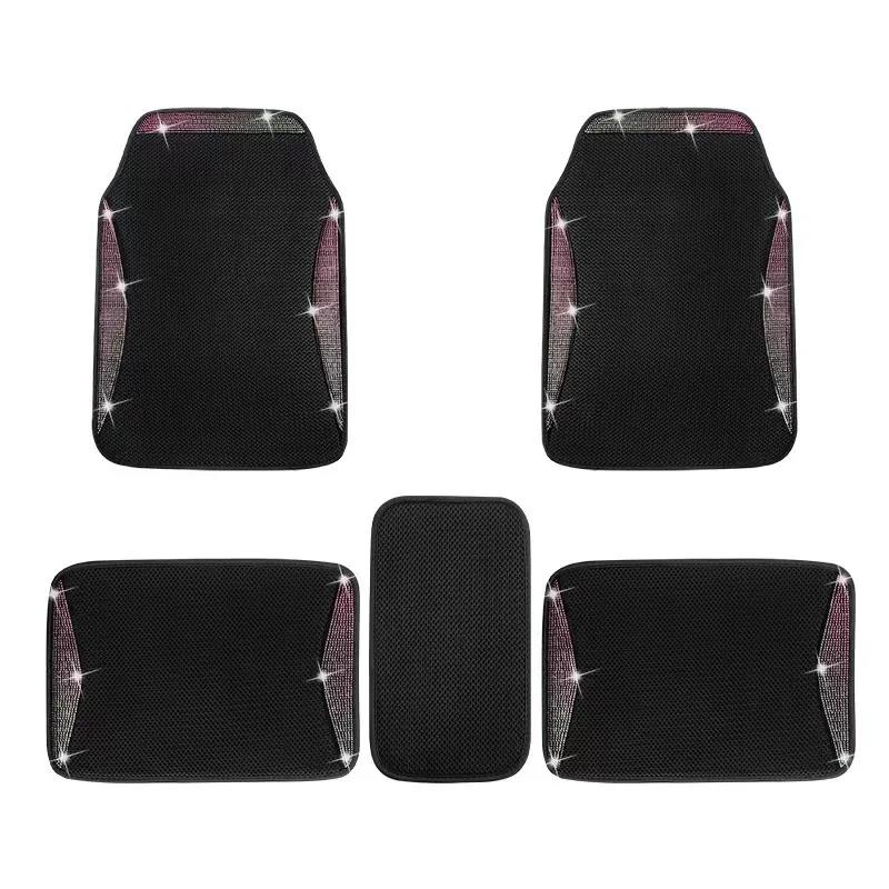 

Шикарные автомобильные коврики Diamond Crystal Universal Fit Black Interior Auto Floor Carpet Diamond Car Accessories for Women
