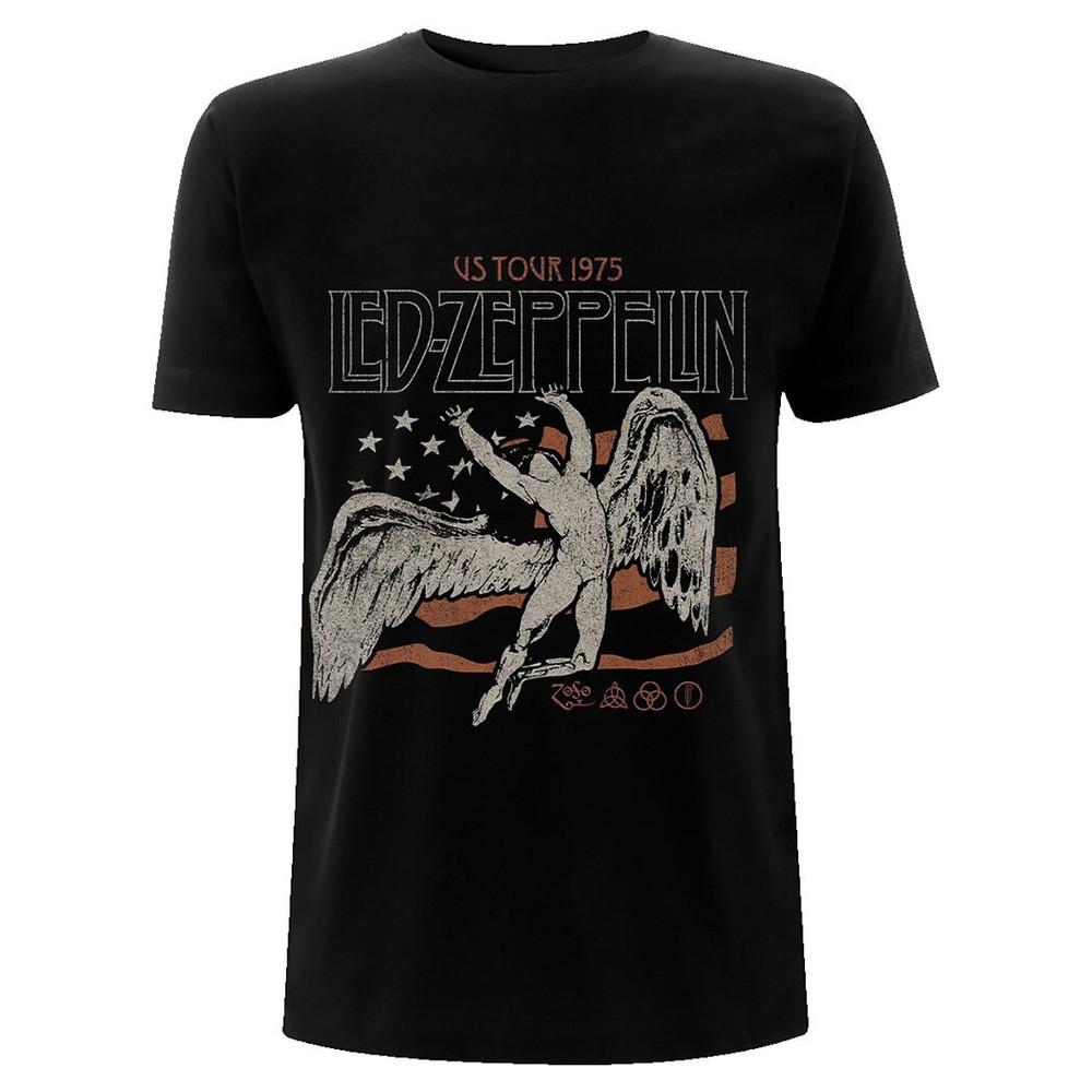 Led Zeppelin TShirt US Tour 1975 Rock Band New Black Official Unisex T-Shirt XXL