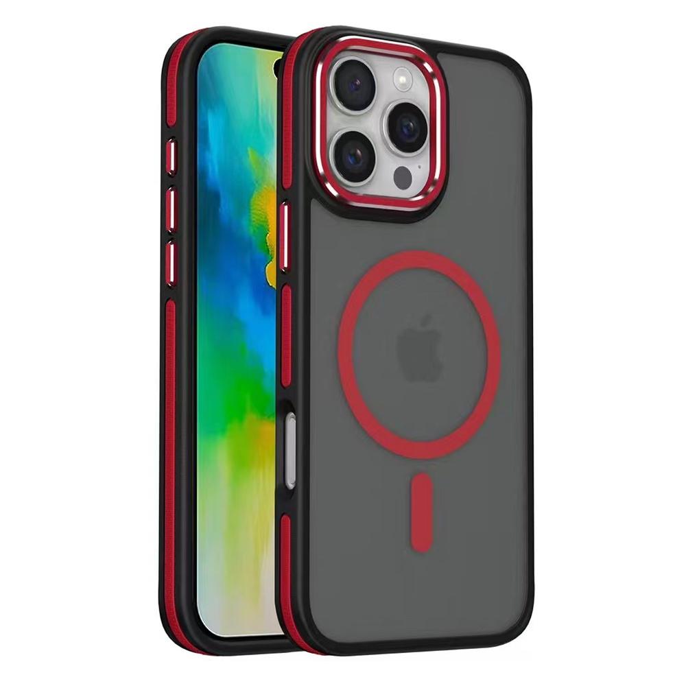 For iPhone 16 Pro Max Magnetic Case Colored Edge PC+TPU Phone Cover