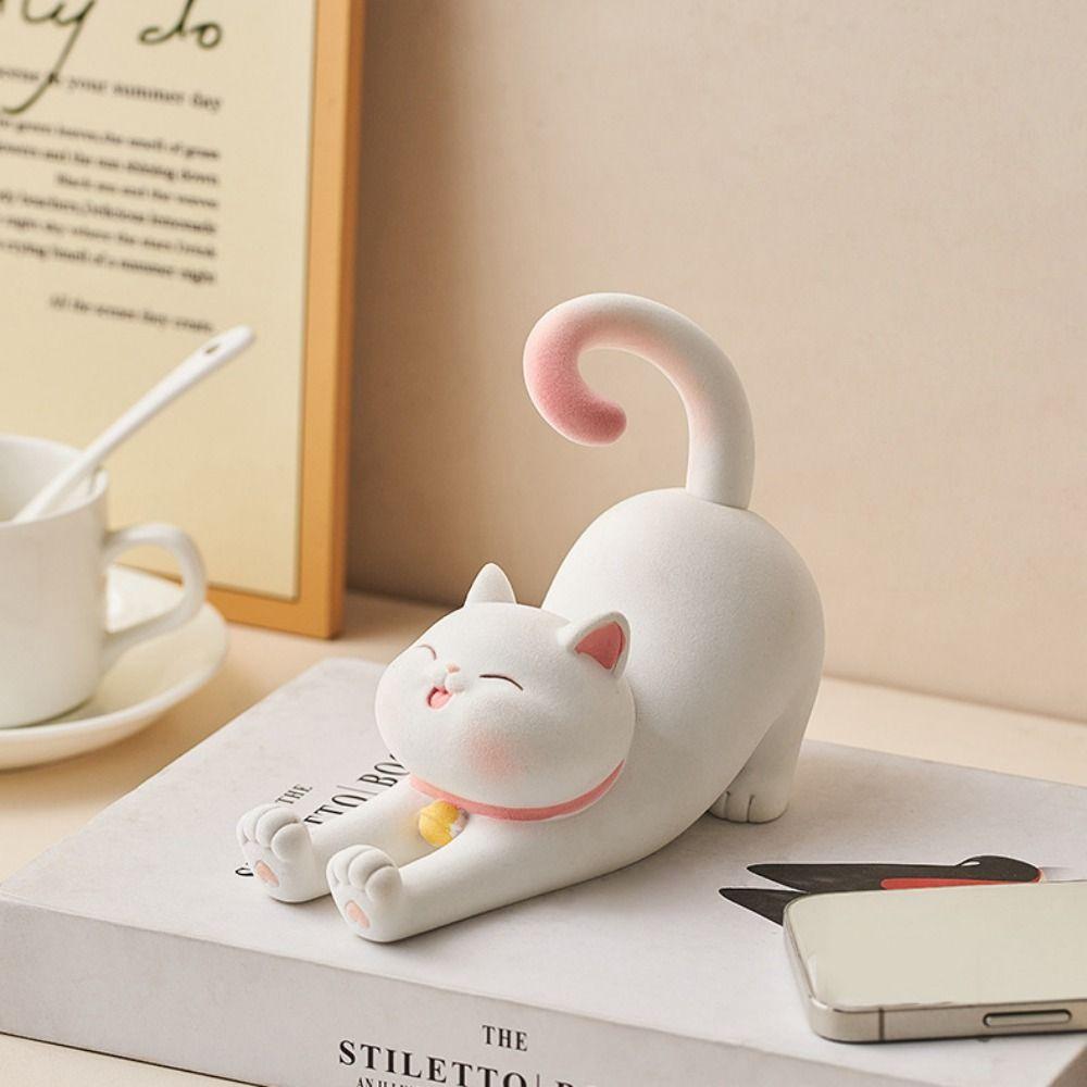 Multi-functional Cat Phone Stand Resin Cat Desk Lazy Bracket  Smart Phone Display